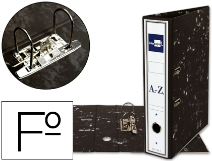 ARCHIVADOR DE PALANCA LIDERPAPEL FOLIO CLASSIC BLACK CARTON ENTRECOLADO CON RADO LOMO 75MM NEGRO COMPRESOR METAL