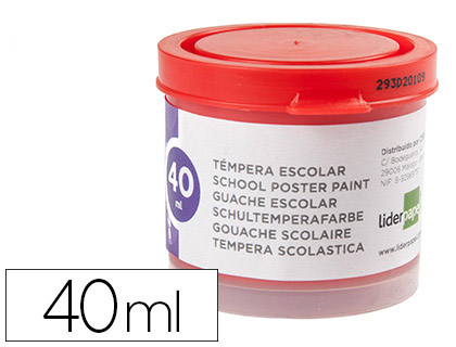 TEMPERA LIDERPAPEL ESCOLAR 40 ML ROJO