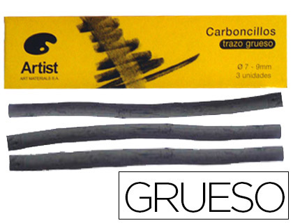 [W003] CARBONCILLO ARTIST GRUESO 7-9 MM CAJA DE 3 UNIDADES