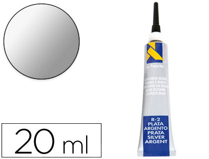 [146364] CONTORNO RELIEVE LA PAJARITA PLATA R-2 TUBO 20 ML